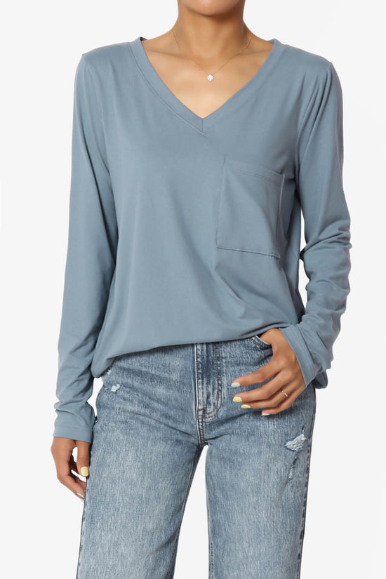 Susan Ultra Soft Chest Pocket Loose Fit T-Shirt CEMENT_1