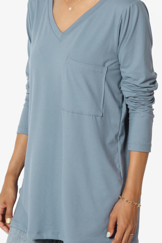 Susan Ultra Soft Chest Pocket Loose Fit T-Shirt CEMENT_5