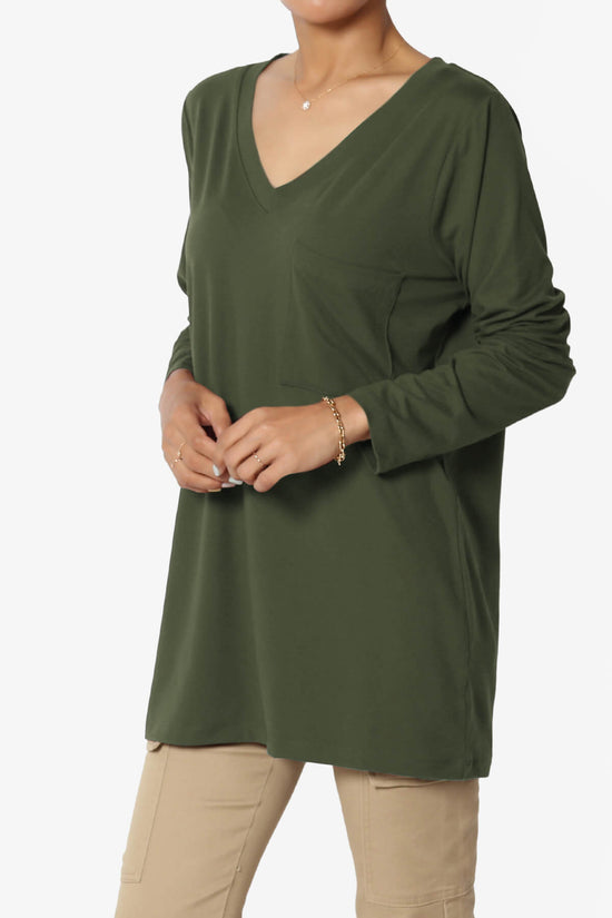 Susan Ultra Soft Chest Pocket Loose Fit T-Shirt OLIVE_3