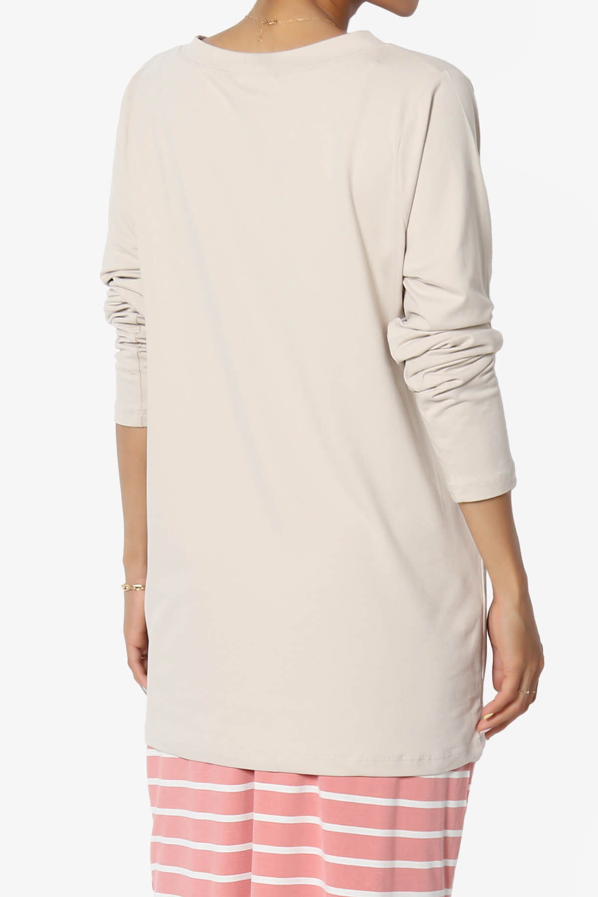 Susan Ultra Soft Chest Pocket Loose Fit T-Shirt SAND BEIGE_2