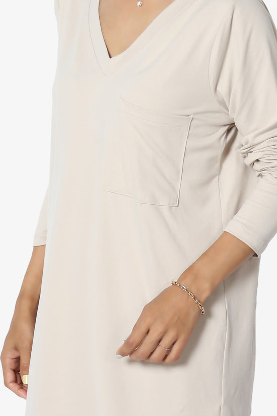 Susan Ultra Soft Chest Pocket Loose Fit T-Shirt SAND BEIGE_5