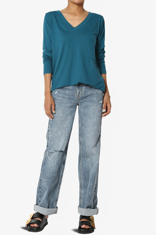 Susan Ultra Soft Chest Pocket Loose Fit T-Shirt TEAL_6