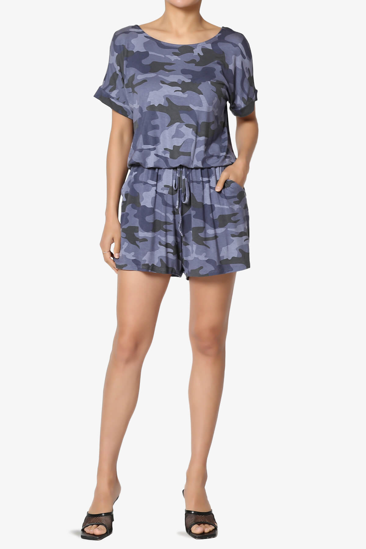 Tina Camouflage Short Sleeve Jersey Romper NAVY_6