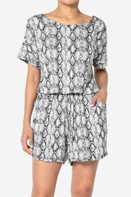Tina Snake Skin Short Sleeve Jersey Romper