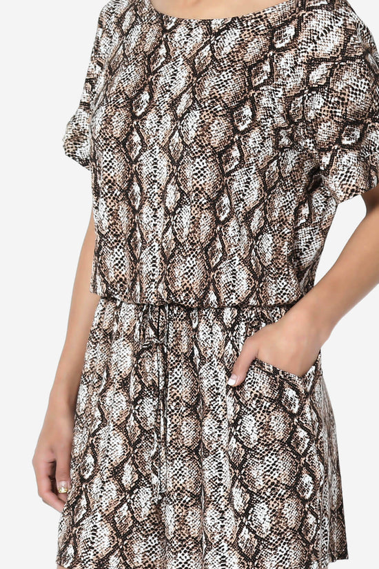 Tina Snake Skin Short Sleeve Jersey Romper BROWN_5