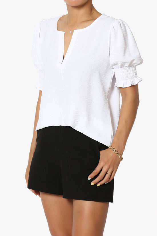 Tori Cool Woven Puff Short Sleeve Top WHITE_3