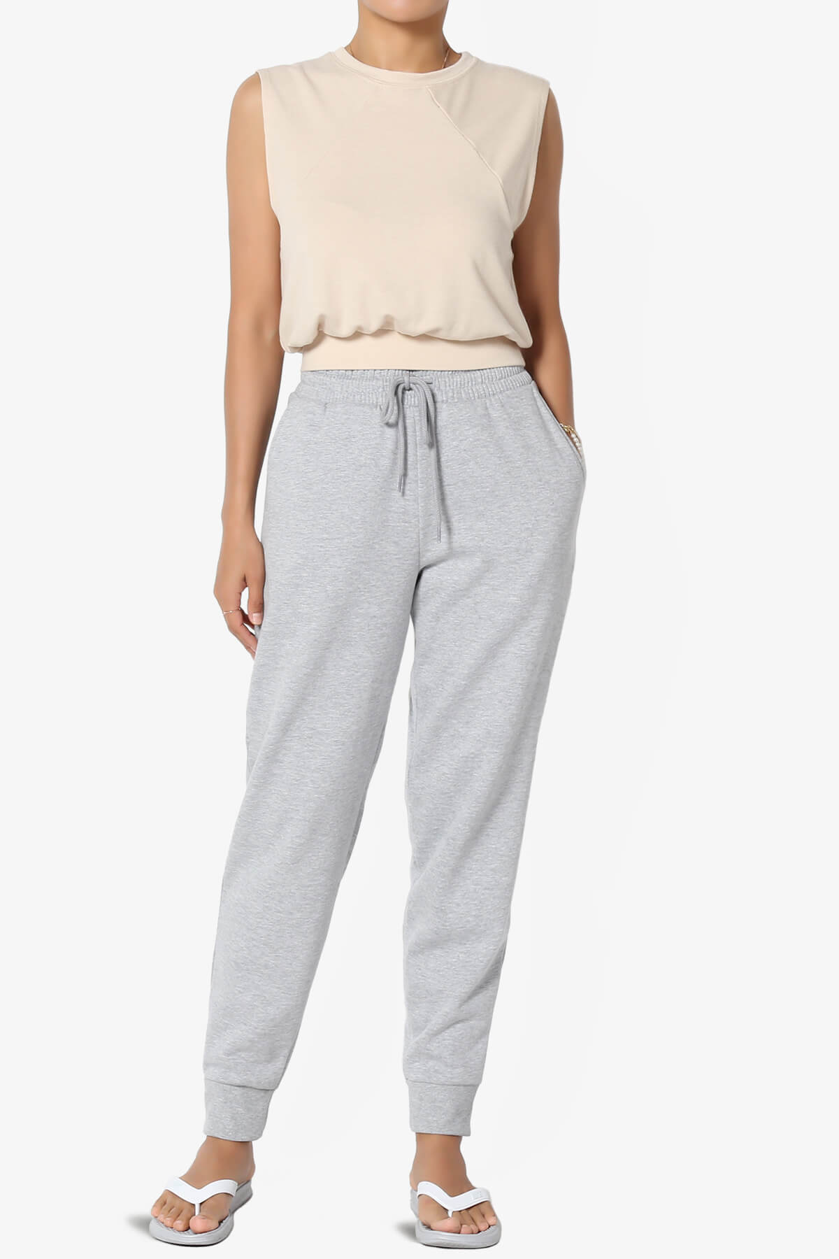 Tove Drawstring Jogger Sweatpants HEATHER GREY_6