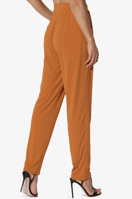 Trellis Cool Pleated Elasic Waist Pants ALMOND_4