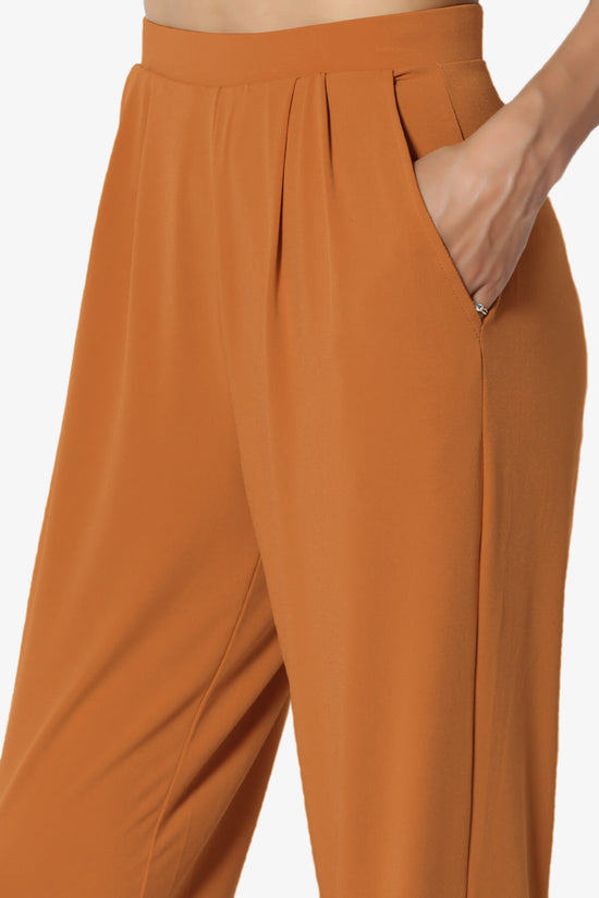 Trellis Cool Pleated Elasic Waist Pants ALMOND_5