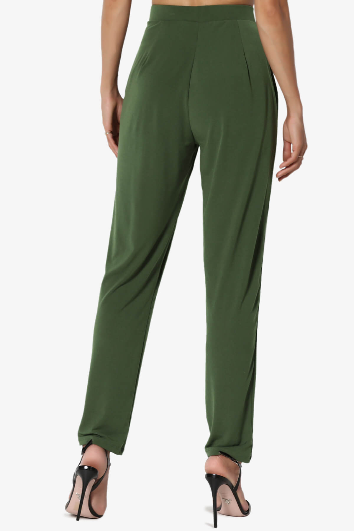 Trellis Cool Pleated Elasic Waist Pants ARMY GREEN_2