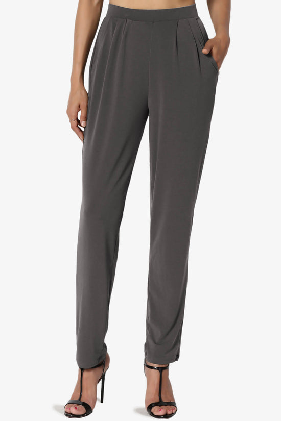 Trellis Cool Pleated Elasic Waist Pants ASH GREY_1