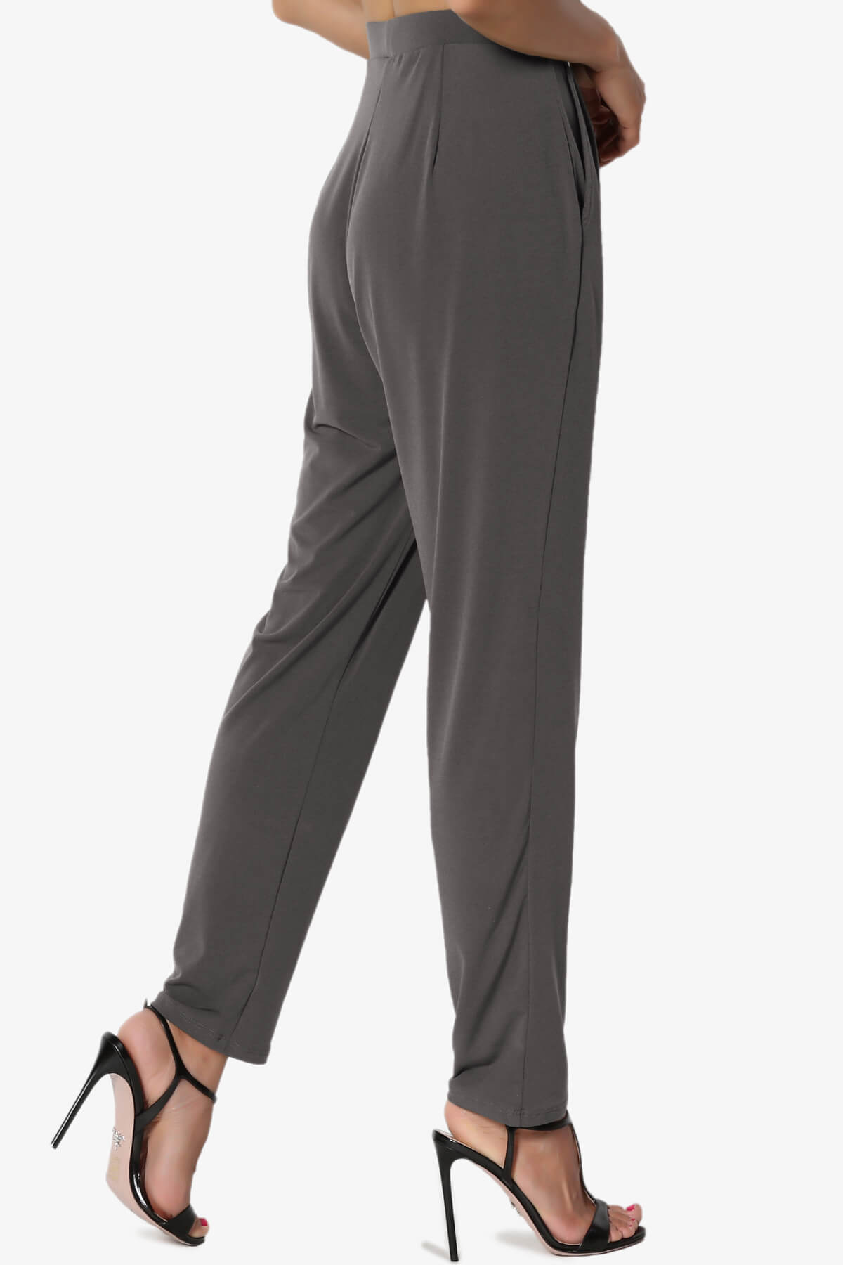 Trellis Cool Pleated Elasic Waist Pants ASH GREY_4