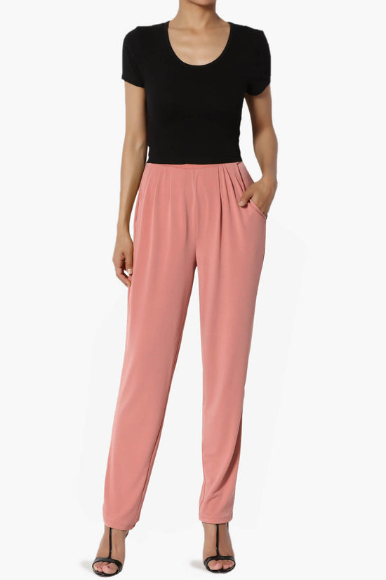 Trellis Cool Pleated Elasic Waist Pants ASH ROSE_6