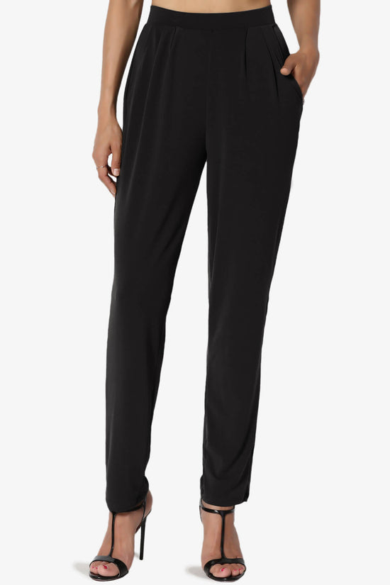 Trellis Cool Pleated Elasic Waist Pants BLACK_1