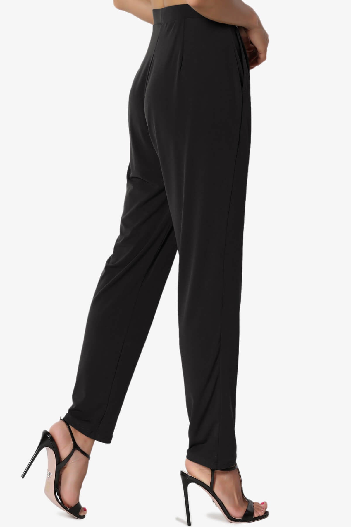 Trellis Cool Pleated Elasic Waist Pants BLACK_4