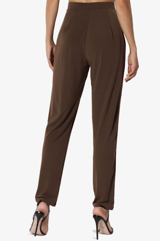 Trellis Cool Pleated Elasic Waist Pants BROWN_2