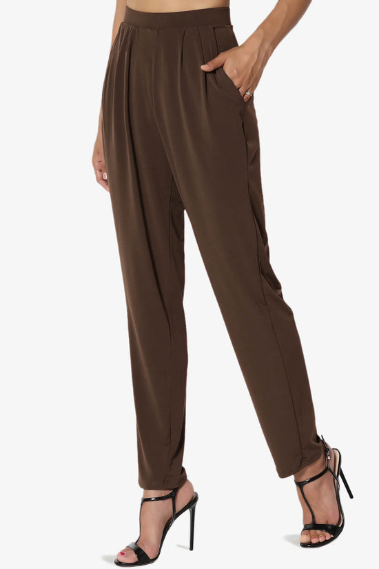 Trellis Cool Pleated Elasic Waist Pants BROWN_3