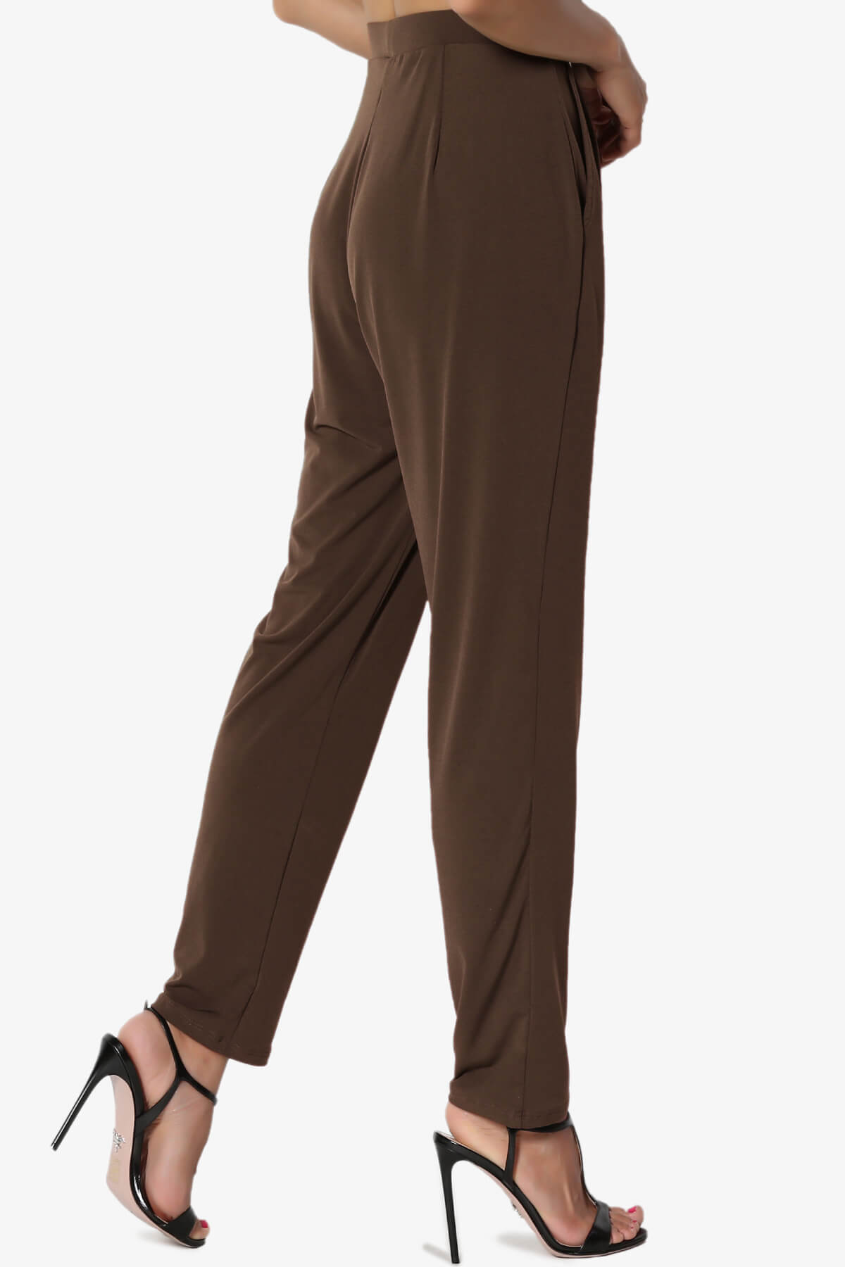 Trellis Cool Pleated Elasic Waist Pants BROWN_4