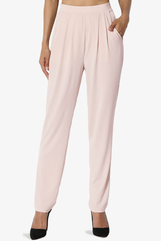 Trellis Cool Pleated Elasic Waist Pants DUSTY BLUSH_1