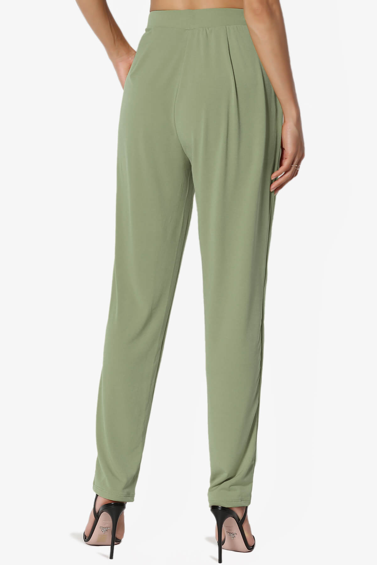 Trellis Cool Pleated Elasic Waist Pants DUSTY OLIVE_2