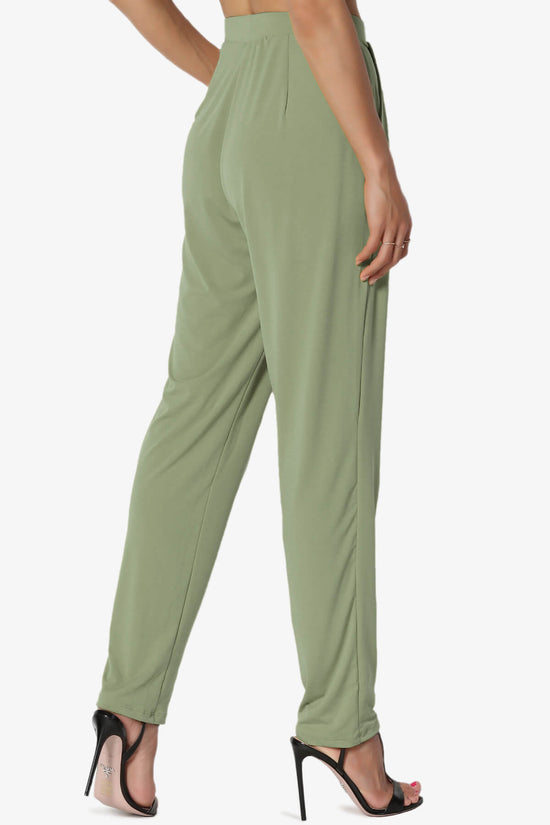 Trellis Cool Pleated Elasic Waist Pants DUSTY OLIVE_4