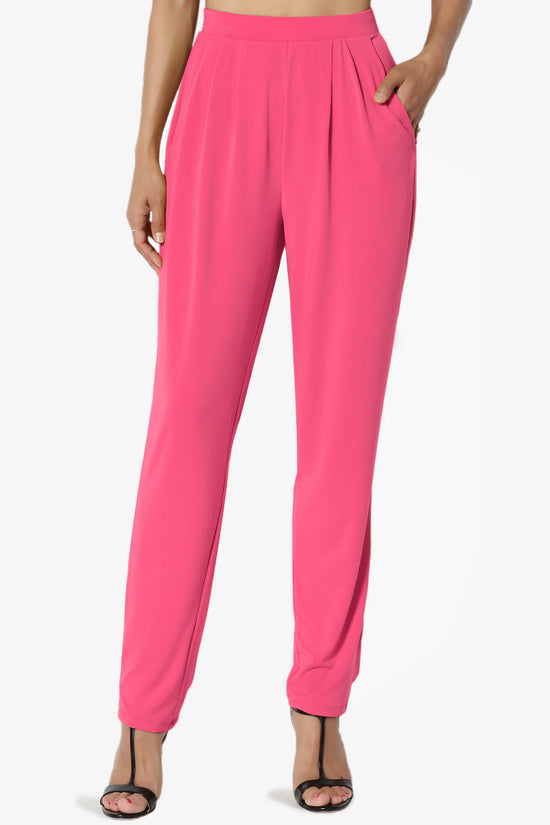 Trellis Cool Pleated Elasic Waist Pants FUCHSIA_1