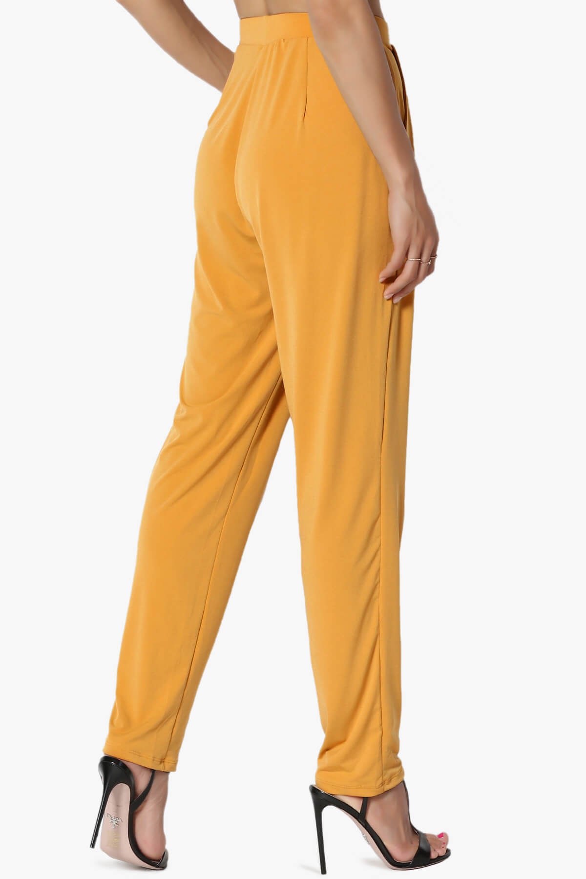 Trellis Cool Pleated Elasic Waist Pants GOLDEN MUSTARD_4
