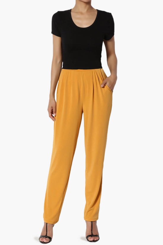 Trellis Cool Pleated Elasic Waist Pants GOLDEN MUSTARD_6