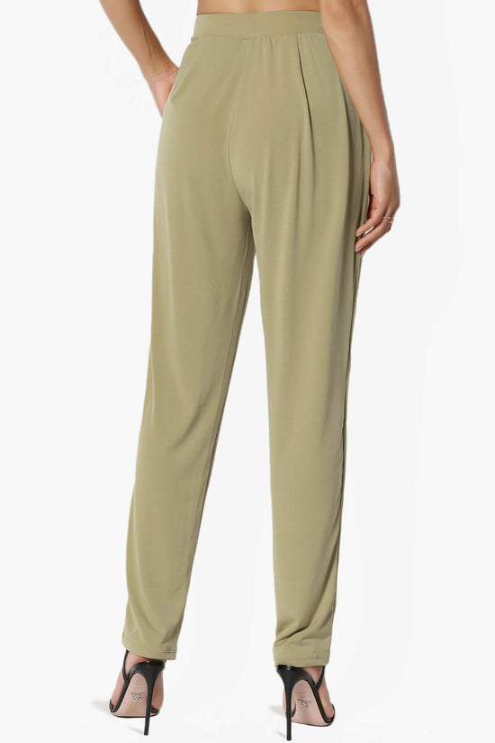 Trellis Cool Pleated Elasic Waist Pants KHAKI GREEN_2