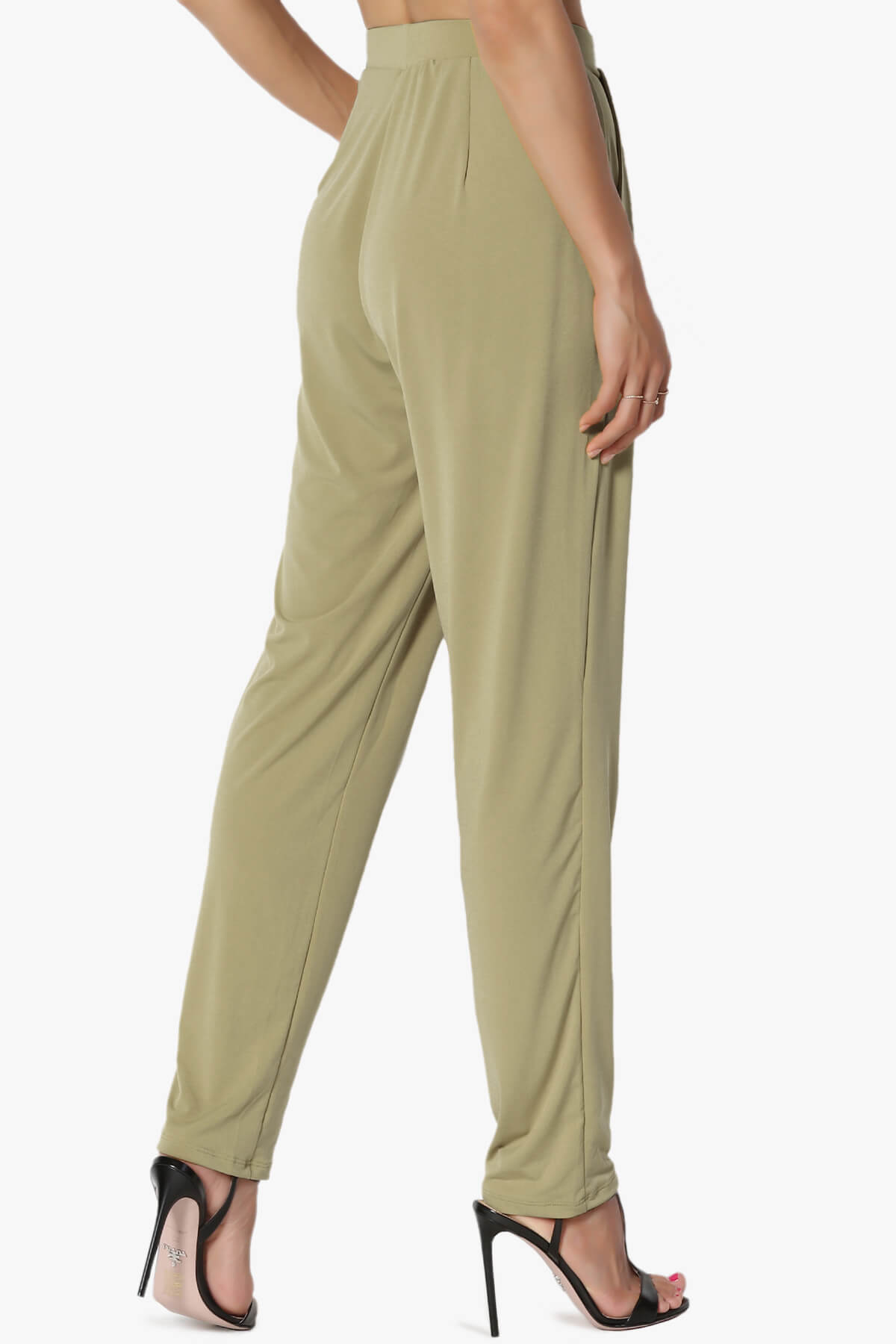 Trellis Cool Pleated Elasic Waist Pants KHAKI GREEN_4