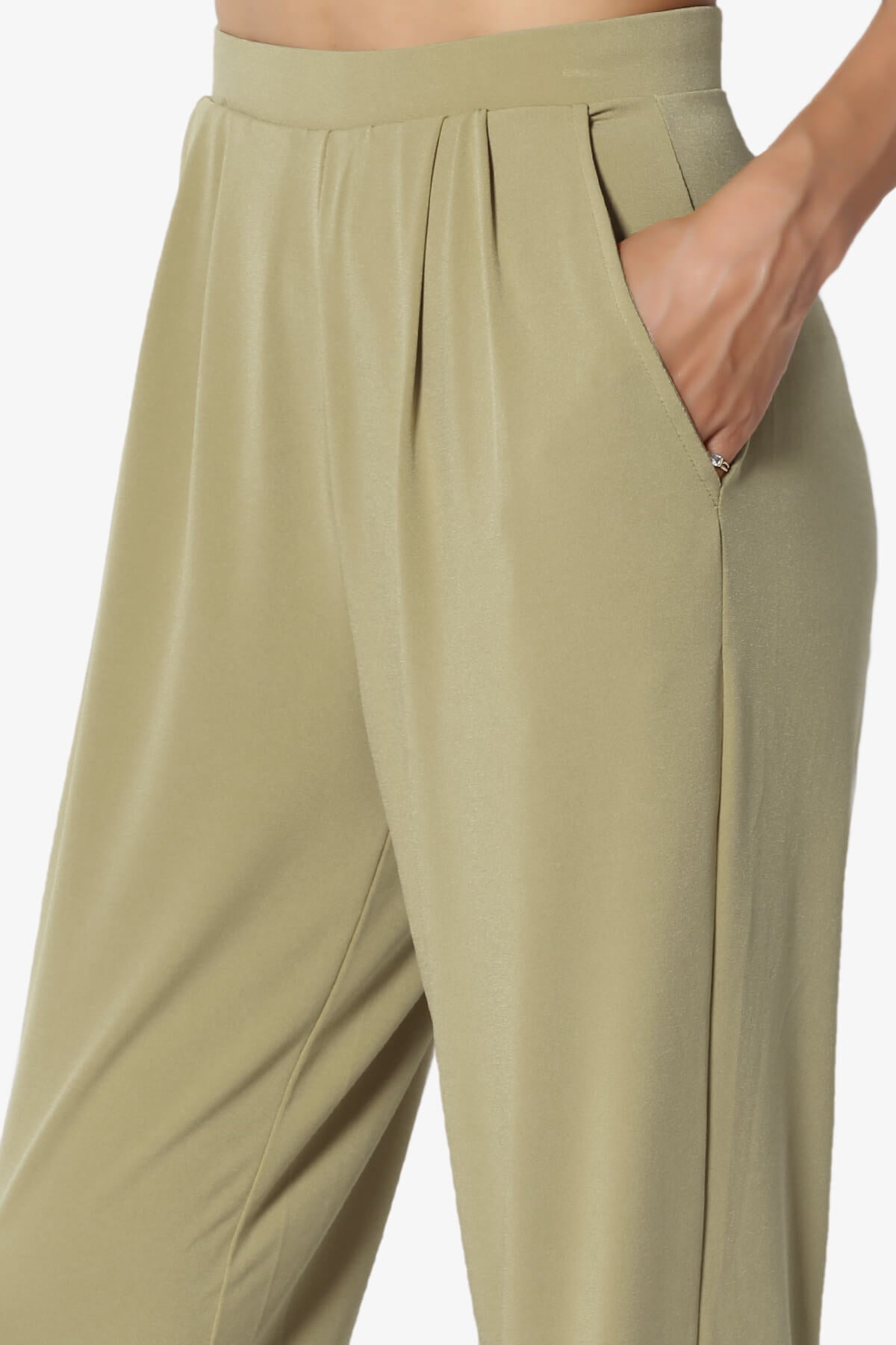 Trellis Cool Pleated Elasic Waist Pants KHAKI GREEN_5