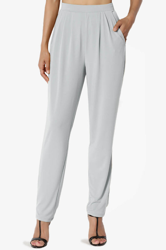 Trellis Cool Pleated Elasic Waist Pants LIGHT GREY_1