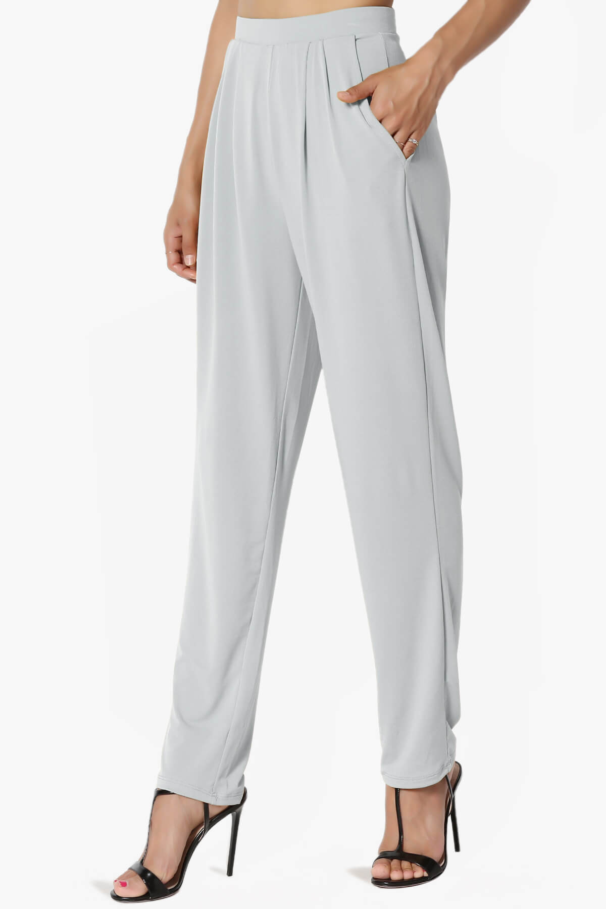 Trellis Cool Pleated Elasic Waist Pants LIGHT GREY_3
