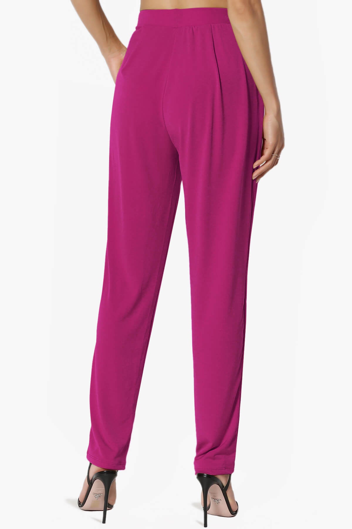 Trellis Cool Pleated Elasic Waist Pants MAGENTA_2