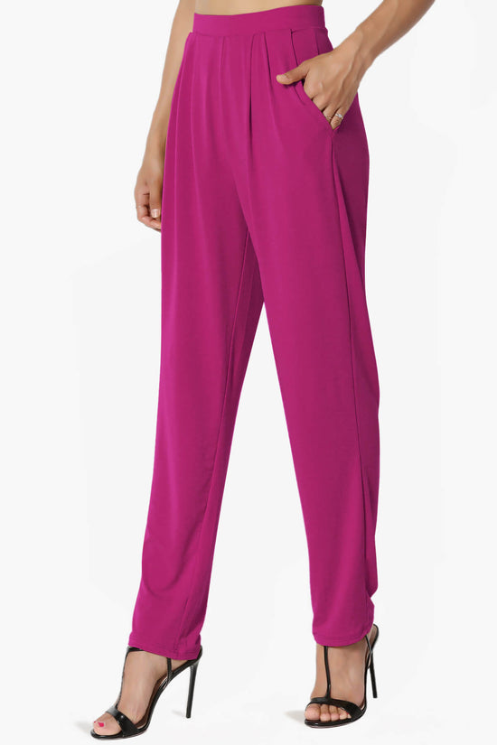 Trellis Cool Pleated Elasic Waist Pants MAGENTA_3