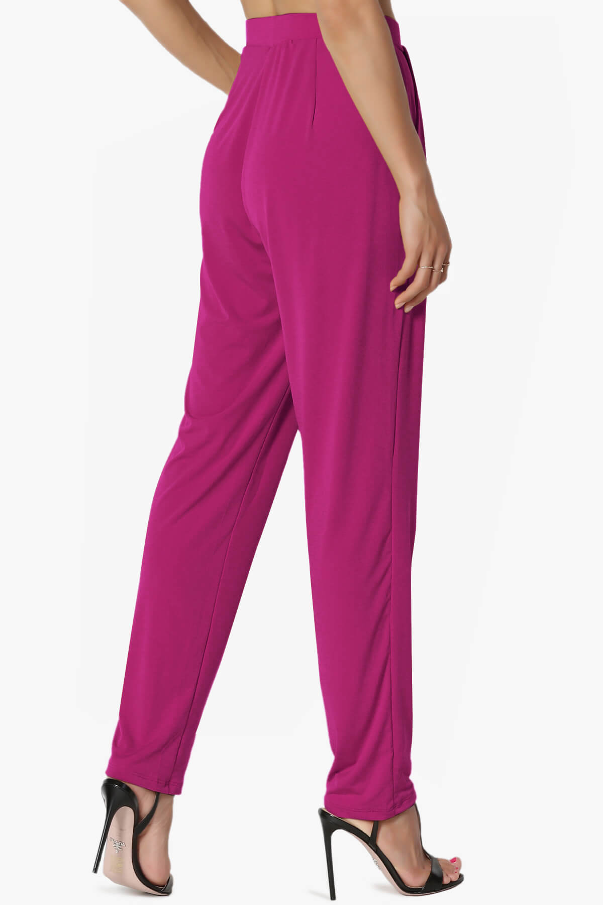 Trellis Cool Pleated Elasic Waist Pants MAGENTA_4