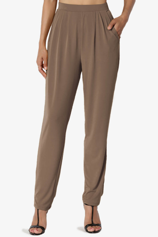Trellis Cool Pleated Elasic Waist Pants MOCHA_1