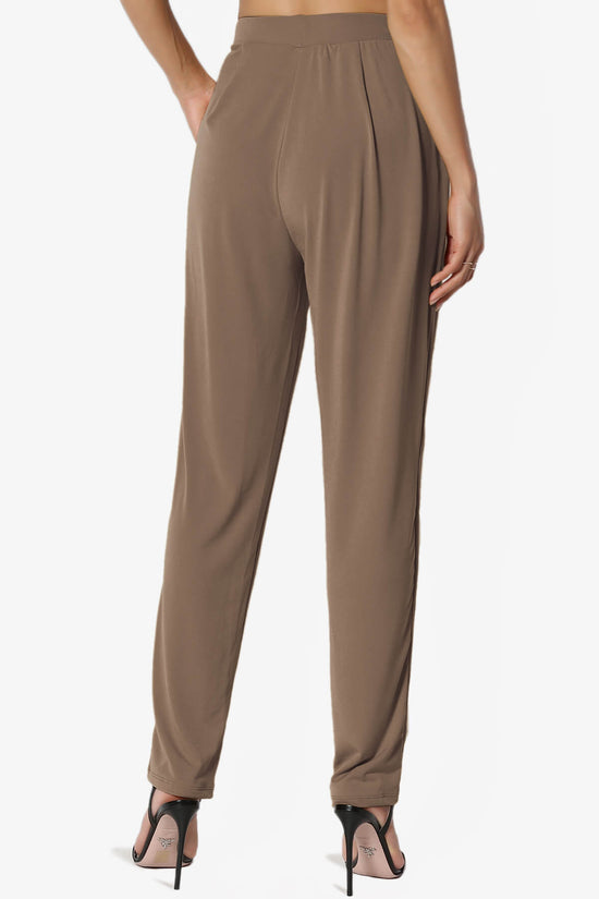 Trellis Cool Pleated Elasic Waist Pants MOCHA_2