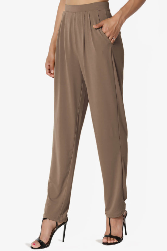 Trellis Cool Pleated Elasic Waist Pants MOCHA_3