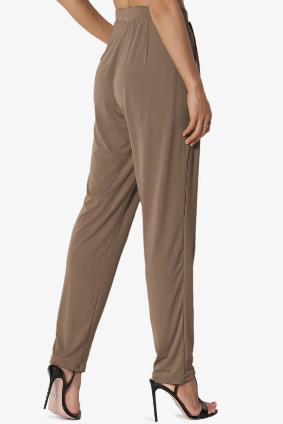 Trellis Cool Pleated Elasic Waist Pants MOCHA_4