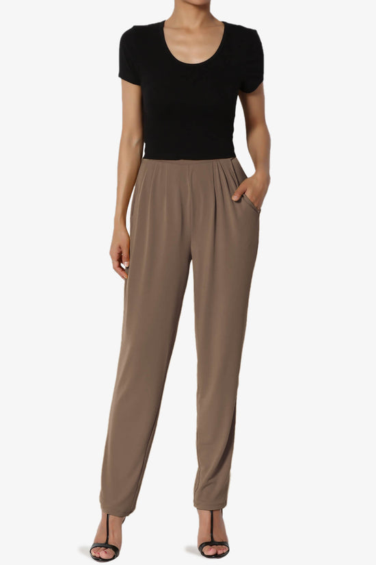 Trellis Cool Pleated Elasic Waist Pants MOCHA_6