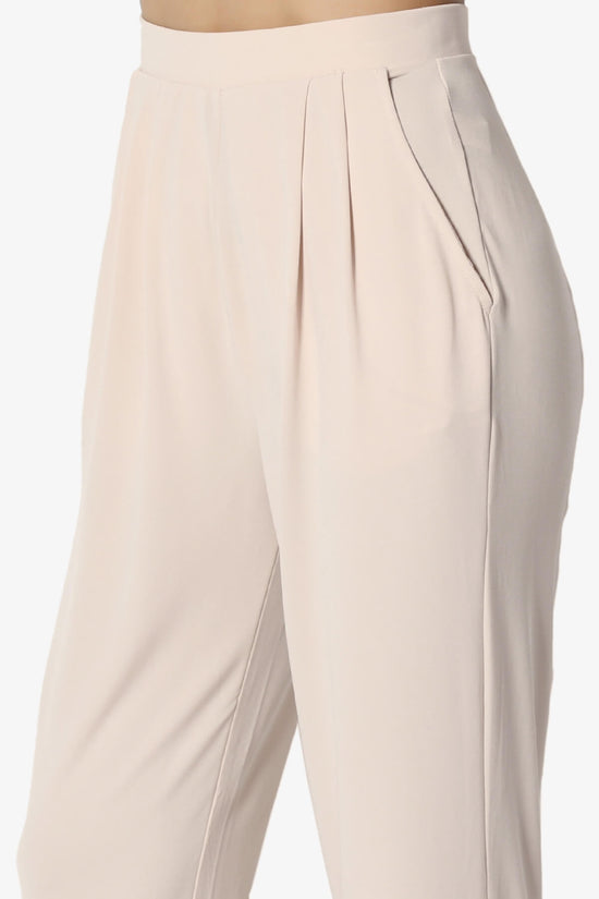 Trellis Cool Pleated Elasic Waist Pants TAUPE_5