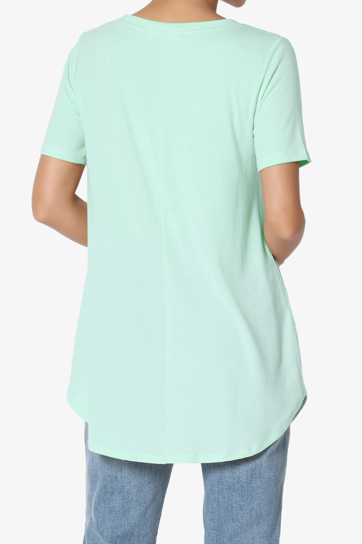 Tristan Essential Short Sleeve Round Hem Top AQUA_2