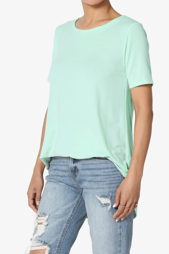 Tristan Essential Short Sleeve Round Hem Top AQUA_3