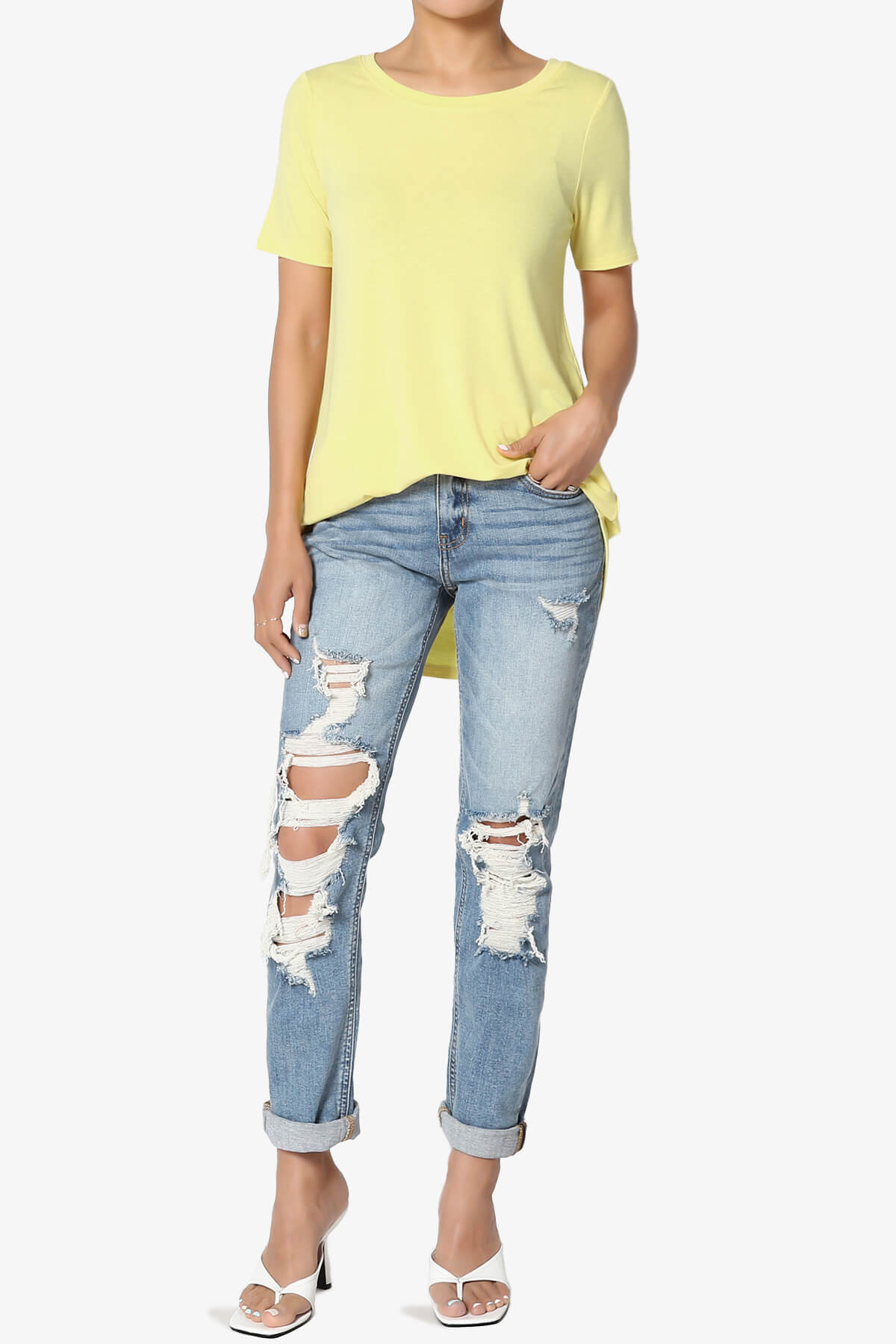 Tristan Essential Short Sleeve Round Hem Top BANANA_6