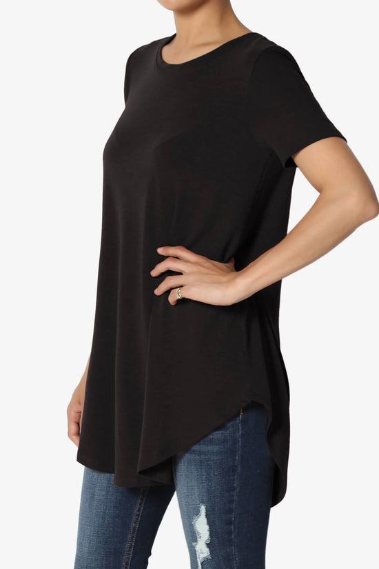 Tristan Essential Short Sleeve Round Hem Top BLACK_3
