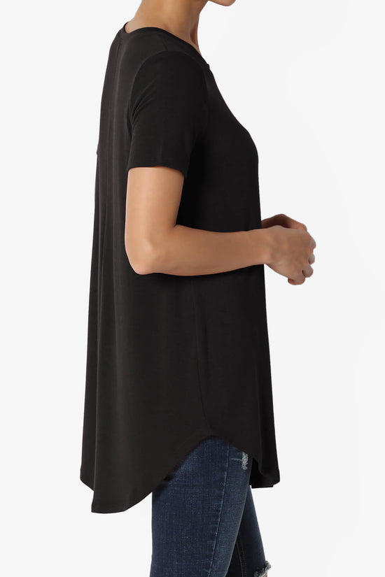 Tristan Essential Short Sleeve Round Hem Top BLACK_4