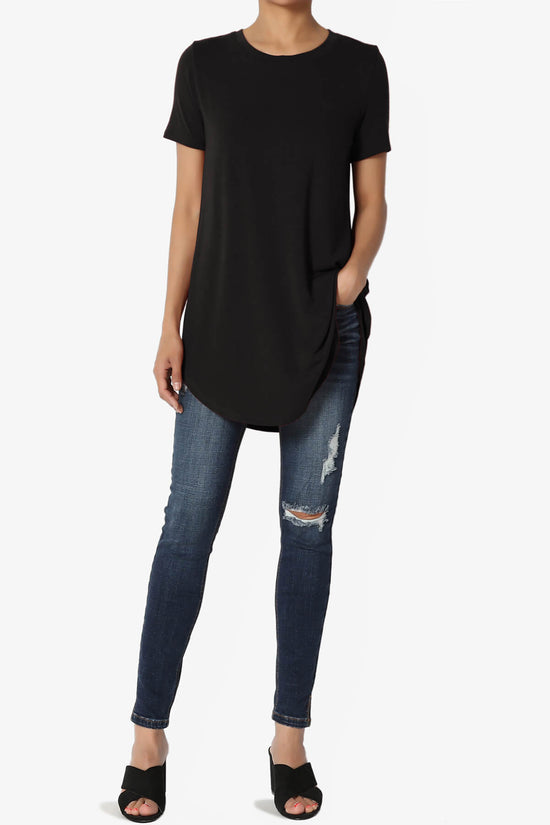 Tristan Essential Short Sleeve Round Hem Top BLACK_6