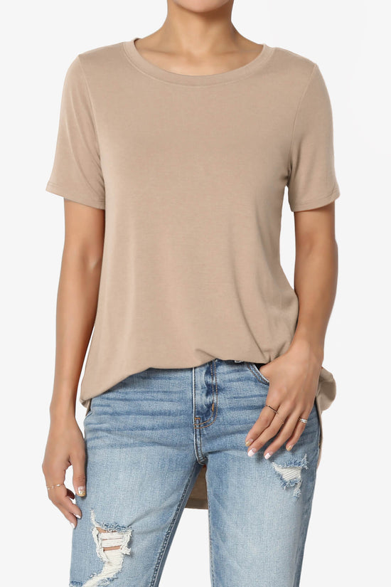 Tristan Essential Short Sleeve Round Hem Top BRUSH_1
