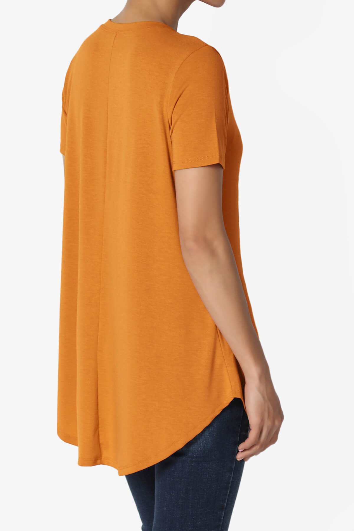 Tristan Essential Short Sleeve Round Hem Top D. MUSTARD_4
